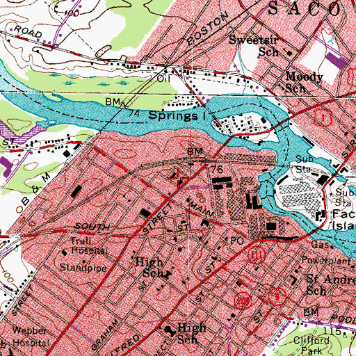 Topographic Map of Saint Marys Church, ME
