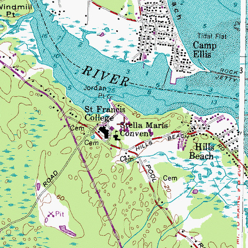 Topographic Map of Siena Hall, ME