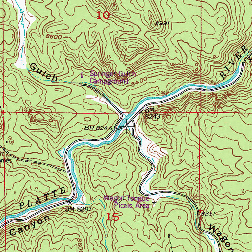 Topographic Map of Wagon Tongue Gulch, CO