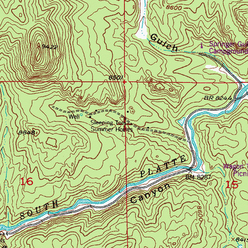 Topographic Map of Sleeping Tom Summer Homes, CO