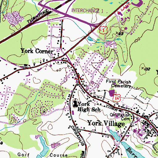 Topographic Map of York Street Baptist Church, ME