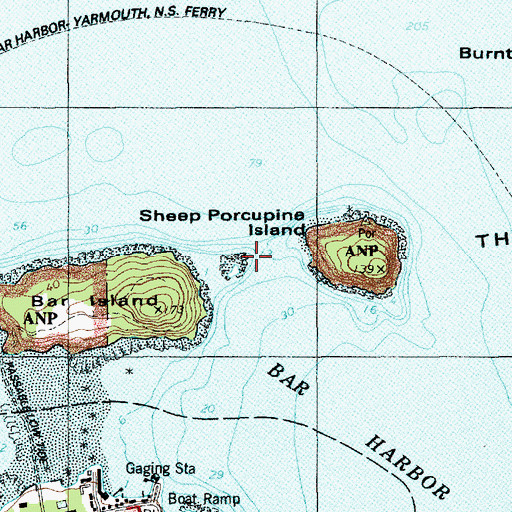 Topographic Map of Bar Ledge, ME