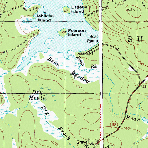 Topographic Map of Bean Meadow, ME