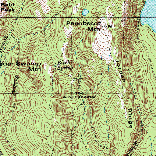 Topographic Map of Birch Spring Trail, ME