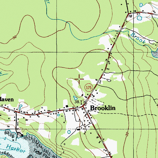 Topographic Map of Brooklin School, ME