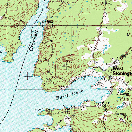 Topographic Map of Crockett Cove Woods, ME