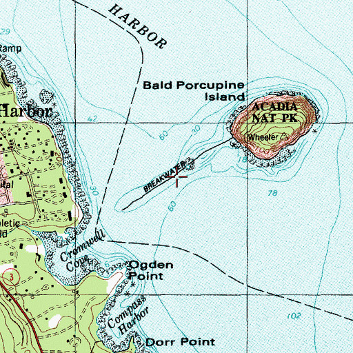 Topographic Map of Cromwell Harbor Ledge, ME