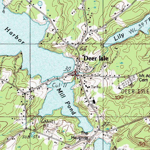 Topographic Map of Deer Isle Post Office, ME