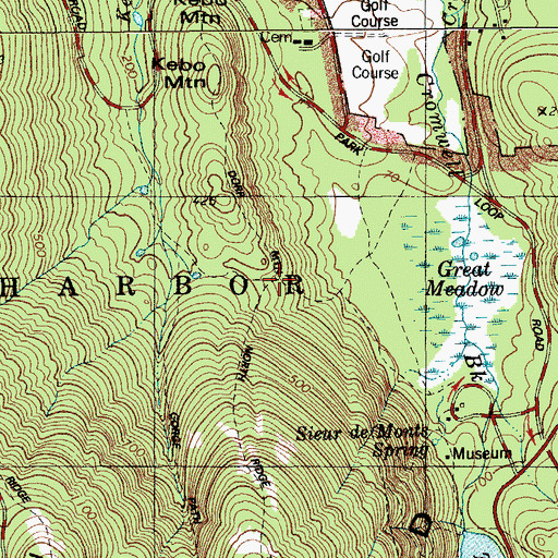 Topographic Map of Dorr Mountain North Ridge Trail, ME