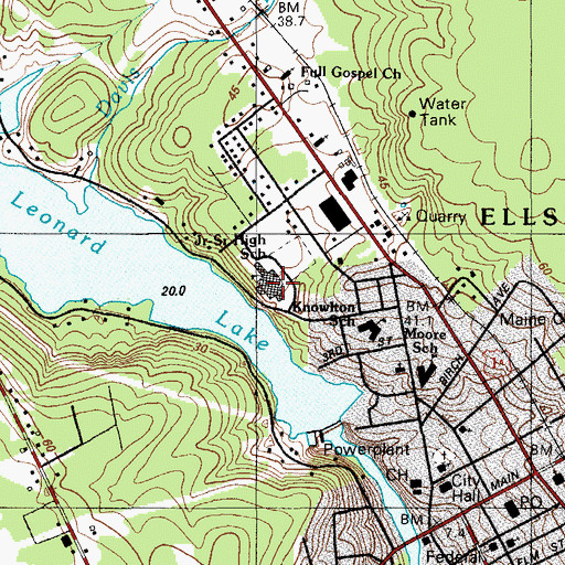 Topographic Map of Ellsworth Middle School (historical), ME