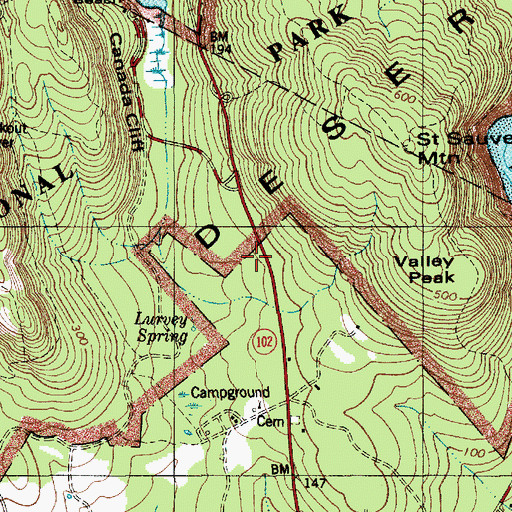Topographic Map of Flying Mountain Trail, ME
