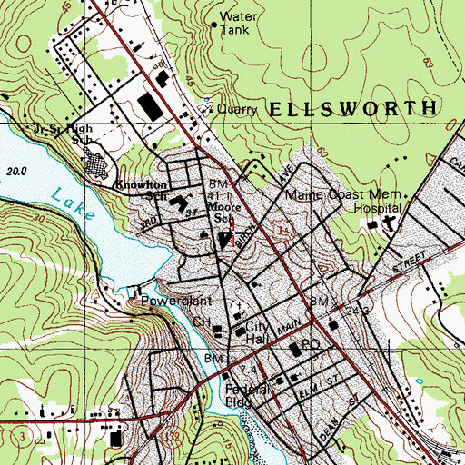 Topographic Map of General Bryant E Moore School (historical), ME