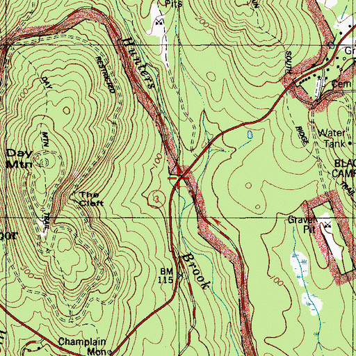 Topographic Map of Hunters Brook Trail, ME