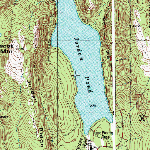 Topographic Map of Jordan Pond Shore Trail, ME