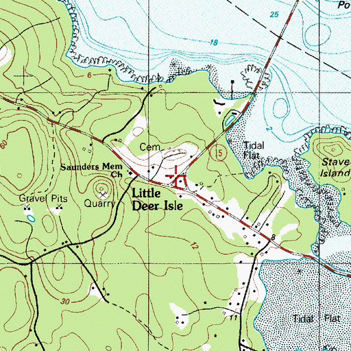 Topographic Map of Little Deer Isle Post Office, ME