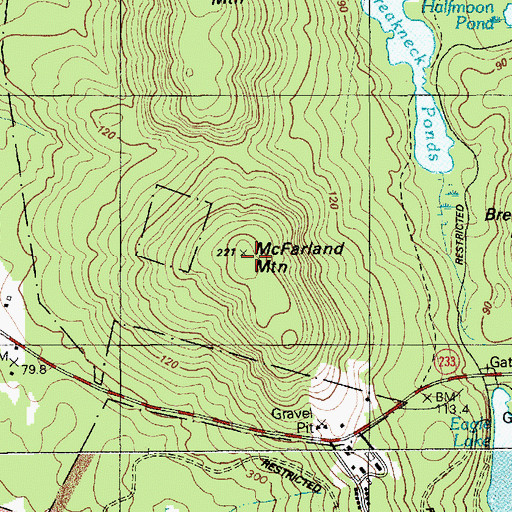 Topographic Map of McFarland Hill Trail, ME