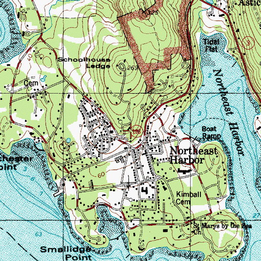 Topographic Map of Northeast Harbor Landing, ME