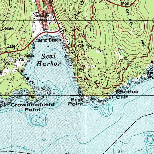 Topographic Map of Seal Harbor Town Wharf, ME