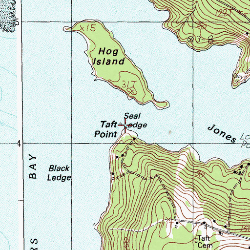 Topographic Map of Seal Ledge, ME