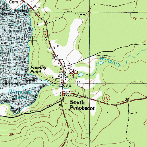 Topographic Map of South Penobscot Cemetery, ME
