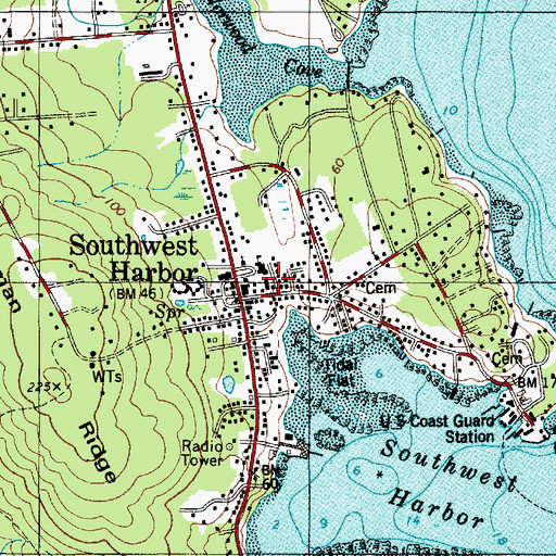 Topographic Map of Southwest Harbor Post Office, ME
