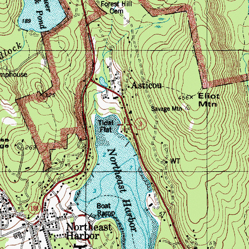 Topographic Map of Thuya Lodge, ME