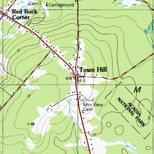 Topographic Map of Bar Harbor Fire Department Town Hill Station, ME