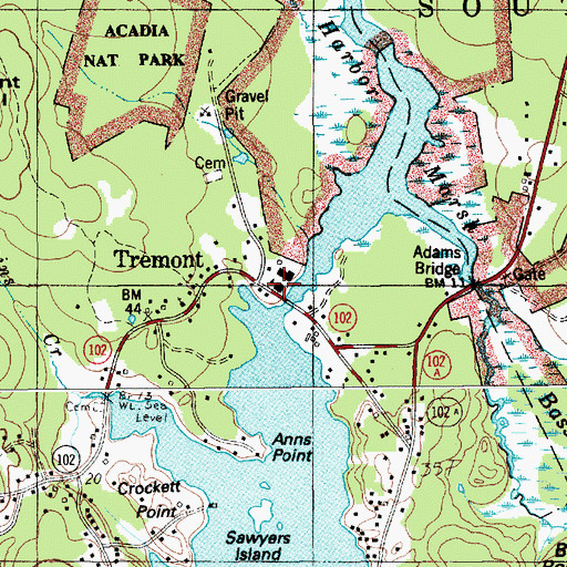 Topographic Map of Tremont Community Center, ME