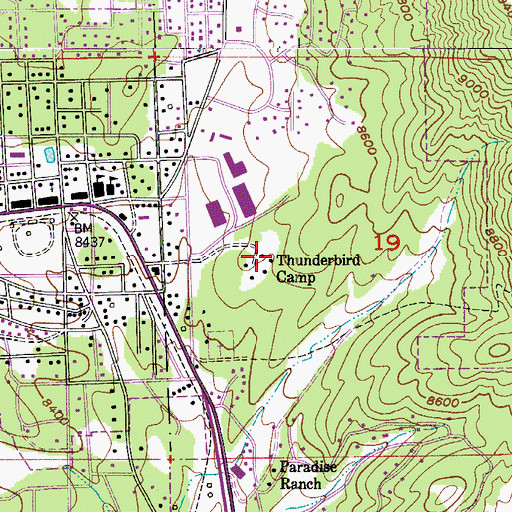 Topographic Map of Thunderbird Camp, CO