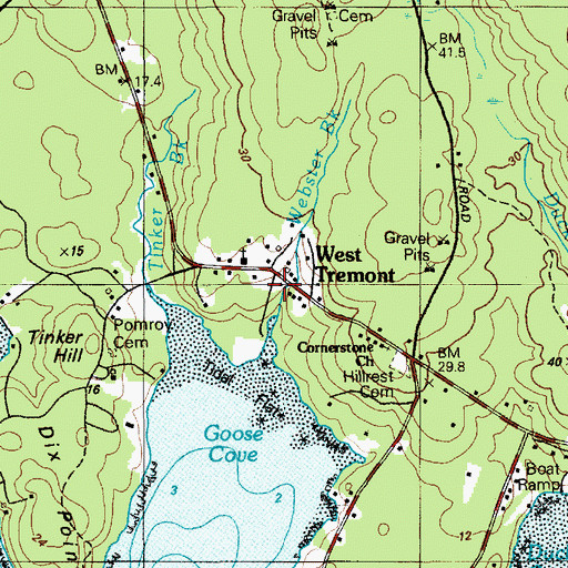 Topographic Map of West Tremont Post Office, ME