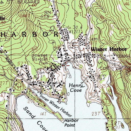 Topographic Map of Winter Harbor Post Office, ME