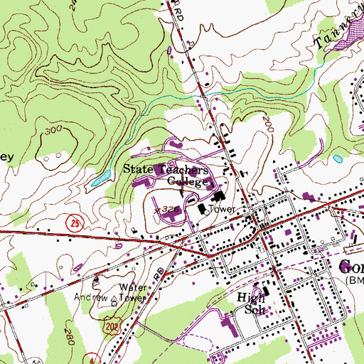 Topographic Map of Anderson Hall, ME