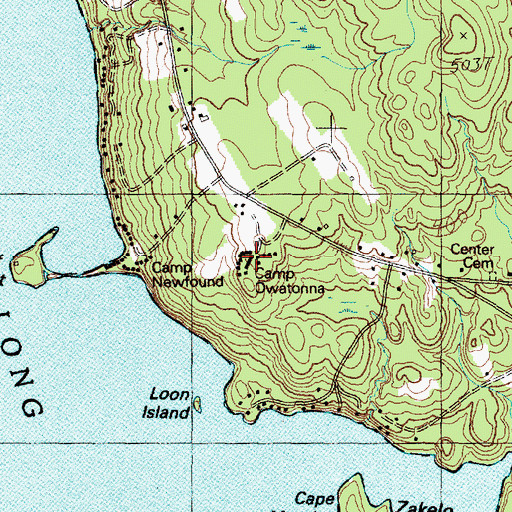 Topographic Map of Camp Owatonna, ME