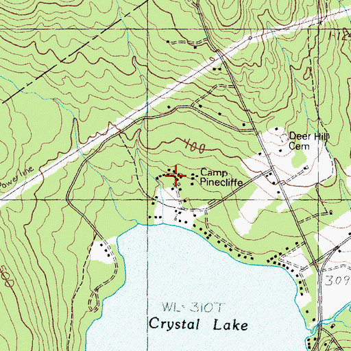 Topographic Map of Camp Pinecliffe, ME