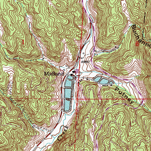 Topographic Map of Midland, CO