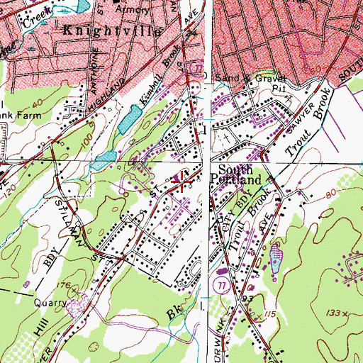 Topographic Map of Church of the Nazarene of South Portland, ME