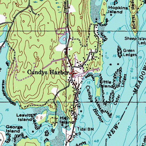 Topographic Map of East Harpswell Free Will Baptist Church, ME
