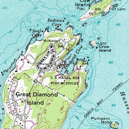 Topographic Map of Fort McKinley Historic District, ME