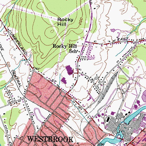 Topographic Map of Fred Wescott School, ME