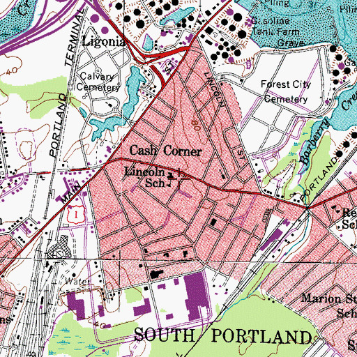 Topographic Map of Greater Portland Christian School, ME