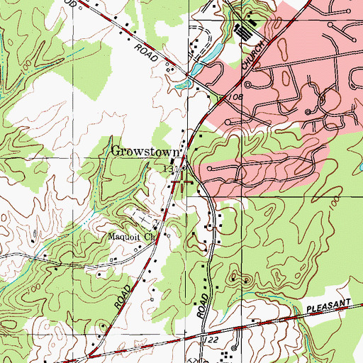 Topographic Map of Growstown School, ME