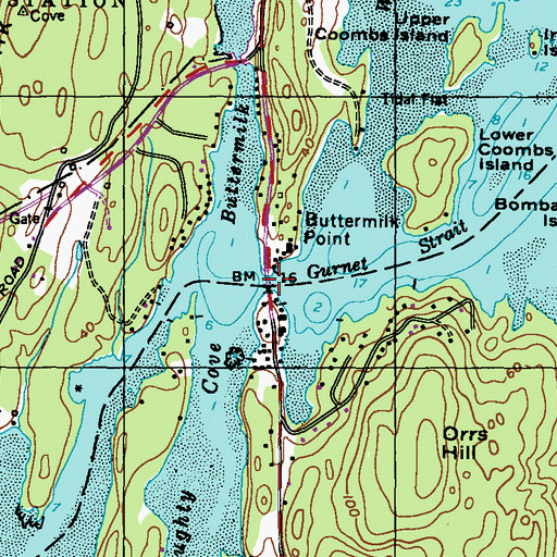 Topographic Map of Gurnet Bridge, ME