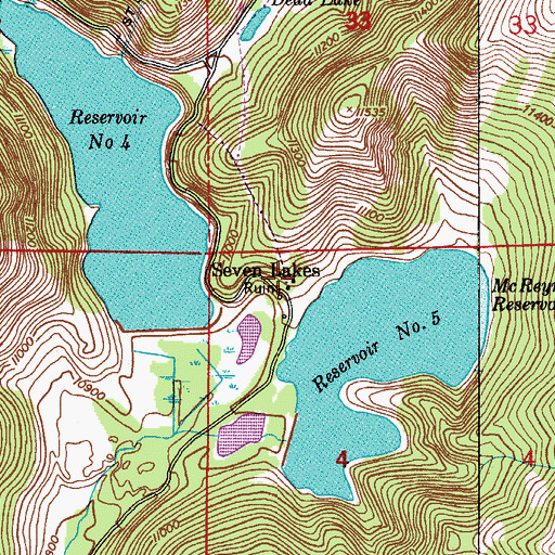 Topographic Map of Seven Lakes (historical), CO