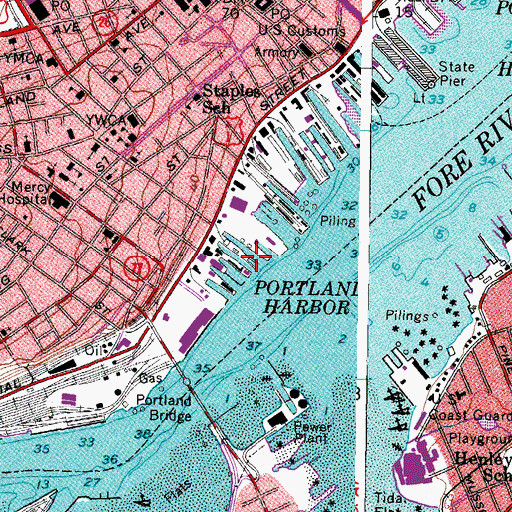 Topographic Map of Hobsons Wharf, ME