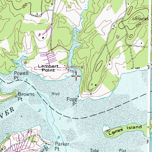 Topographic Map of Lambert Point Stream, ME