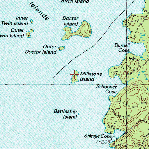 Topographic Map of Millstone Island, ME