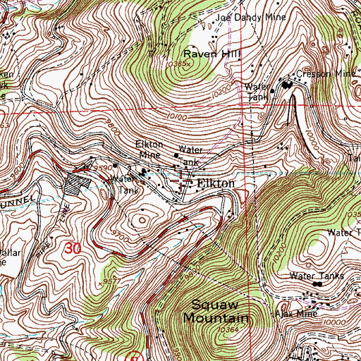 Topographic Map of Elkton, CO