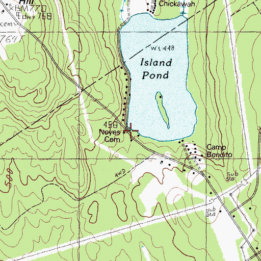 Topographic Map of Noyes Cemetery, ME