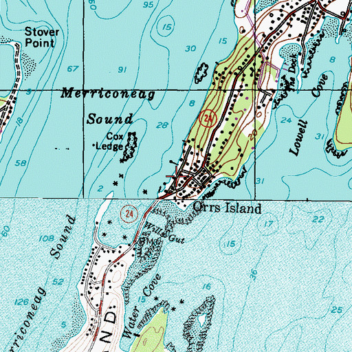 Topographic Map of Orrs-Bailey Yacht Club, ME