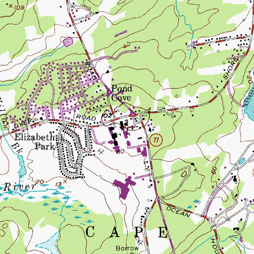 Topographic Map of Pond Cove Elementary School, ME